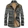 Men's New Velvet Thickened Long-sleeved Plaid Green Warm Business Casual Fashion Men's Shirt