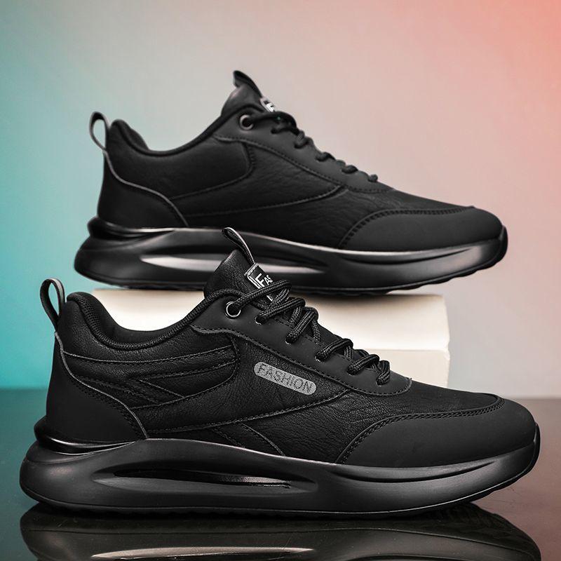 Fashion Trend Niche Hundred Casual Men's Board Shoes Leather Breathable Running Fitness Shock-absorbing Lightweight Wear Sports Shoes
