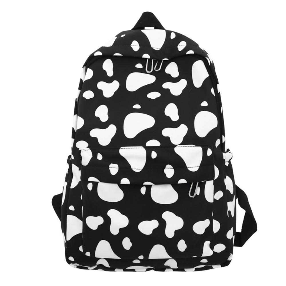 Portable Cow Pattern Student Backpack Nylon Large Capacity Teenage Bookbag Wear Resistant Travel Backpack Students