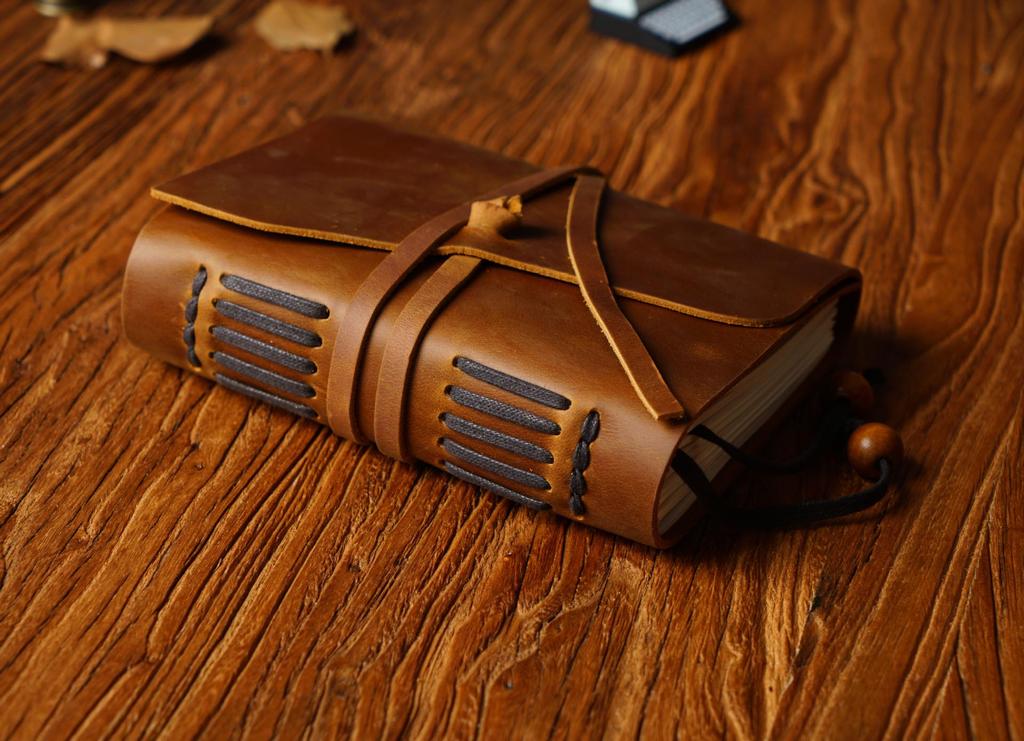 Retro Traveler's Genuine Cowhide Leather Loose-leaf Notebook - Magic Diary and Notepad