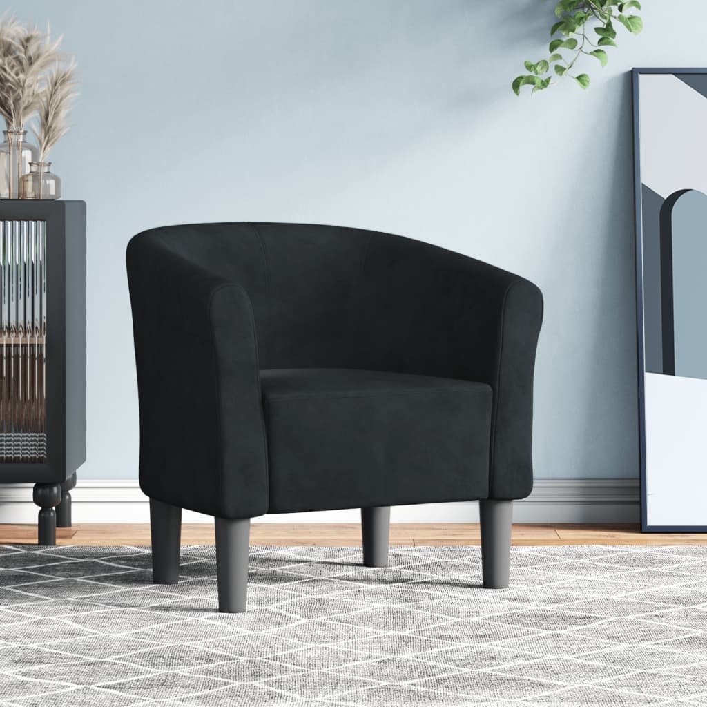 Vidaxl Fotel Klubowy, Czarny, Obity Aksamitem