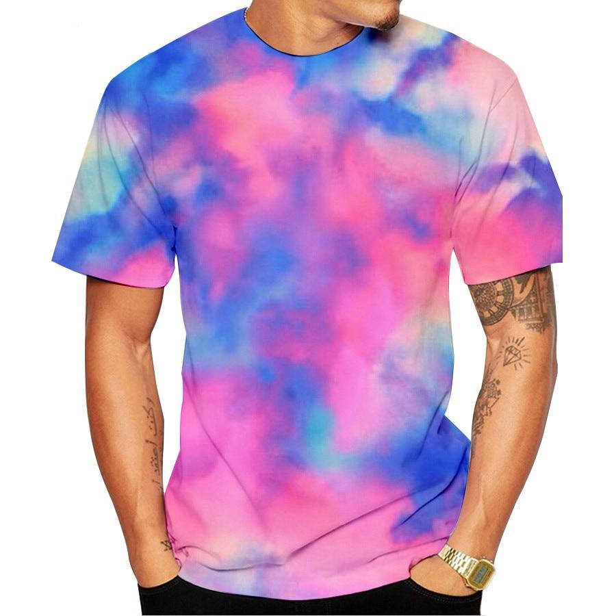 Красочная футболка с 3D принтом Tie Dye, мужская и женская модная уличная одежда, футболки с короткими рукавами, большие детские футболки в стиле Харадзюку, топы, одежда