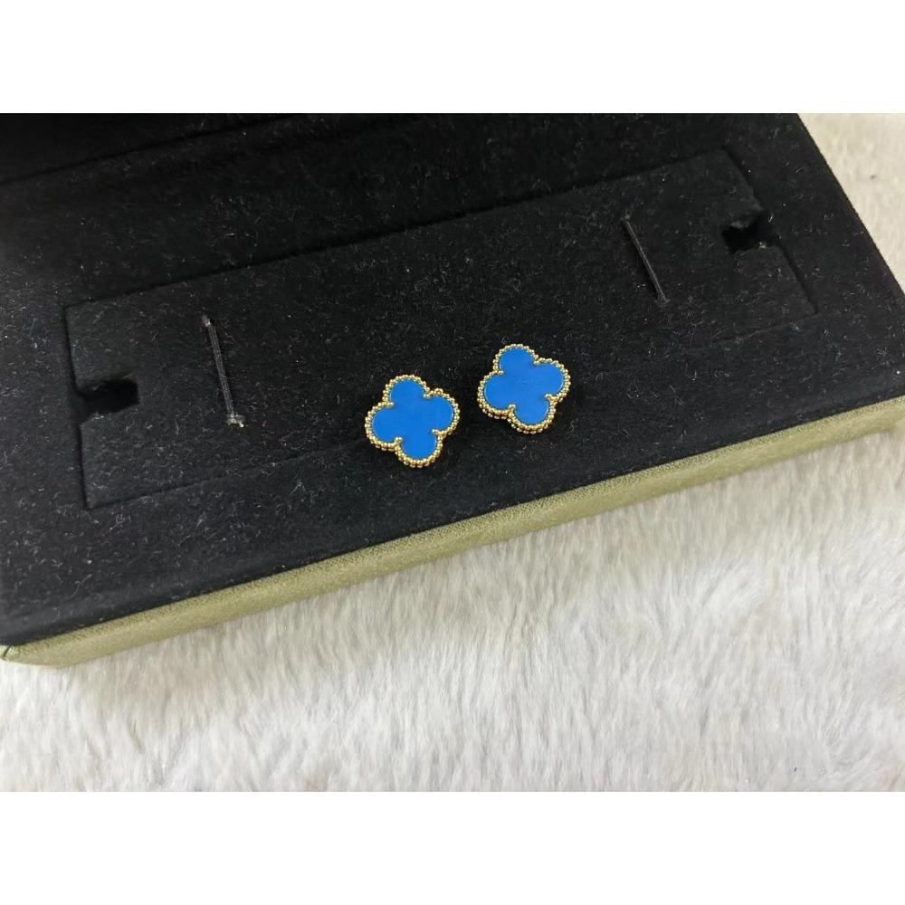 Серьги «Счастливый четырехлистный клевер» высокой версии для женщин, 18K, модная легкая роскошь, натуральный белый перламутр, пара серег