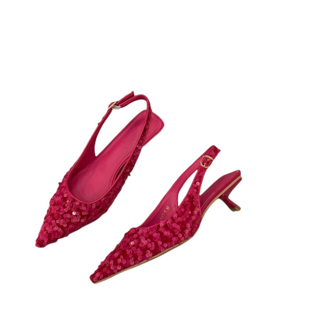 Fashion New Pointed Stiletto High Heels Shoes Sexy Silver Sequins Shallow Mouth Single Shoes Women's Work Dress Shoes High Heel Pumps