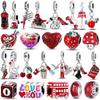 Red Color Series Charms Beads 925 Silver Blood Heart Love Car Strawberry Fruit Dangle Fit Original Bracelet DIY Jewelry