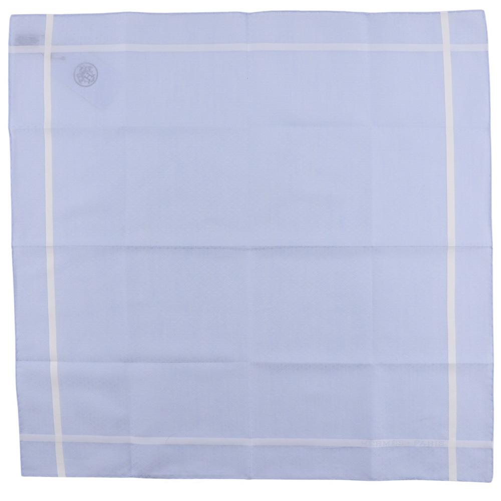 HERMES Jacquard H handkerchief Handkerchief 2 pieces set Gray / light blue cotton mens Used