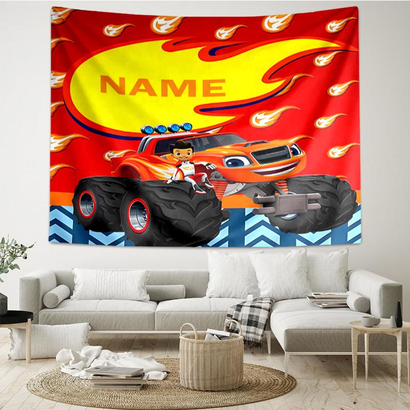 Custom Name Truck Print Tapestry, Backdrop, Easy Setup, Ideal for Bedroom, Office & Living Room, with Aesthetic Wall Hanging Decor.