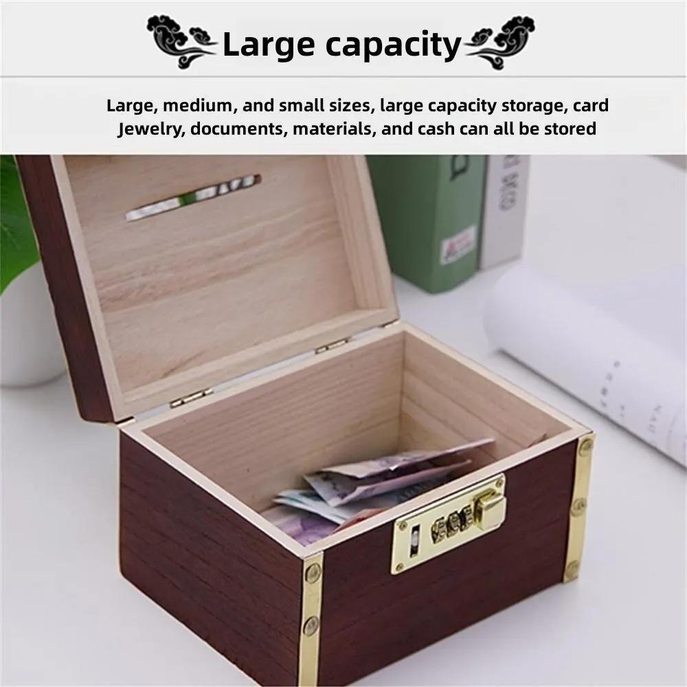 Money Jar Treasure Storage Box Vintage Style Wooden Treasure Chest Box New Piggy Bank Organizer