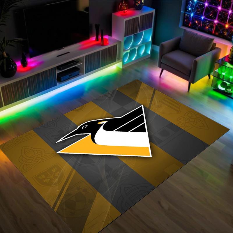 Дизайн Pittsburgh Penguins Кристальный Велюровый Ковер Уютный Не?Нескользящий ковер с принтом для спальни, гостиной, прихожей