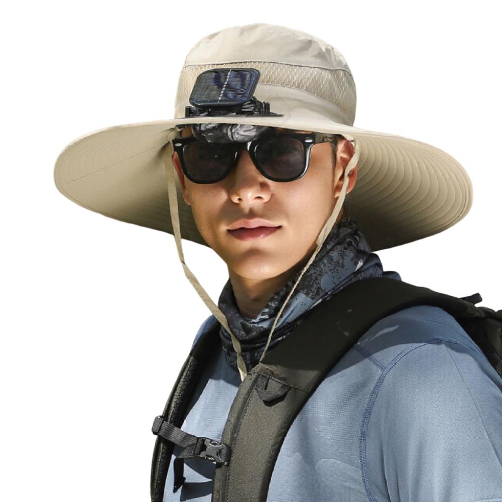 Breathable Solar Fan Hat UV Protection Fishing Bucket Hat Sun Hat with Fan  Hot Weather