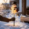 Outdoor Solar Christmas Decorations Snowman Garden Light with Flowing Snowflakes, LED Waterfall Powered Holiday Yard Decor Lighting Star, Weatherproof