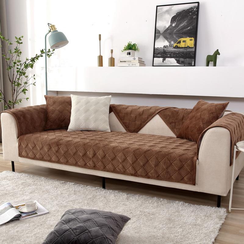 Короткий плюшевый чехол для дивана, сплошной цвет, нескользящая подушка для дивана, полотенце для гостиной, мебельный декор, чехлы для диванов