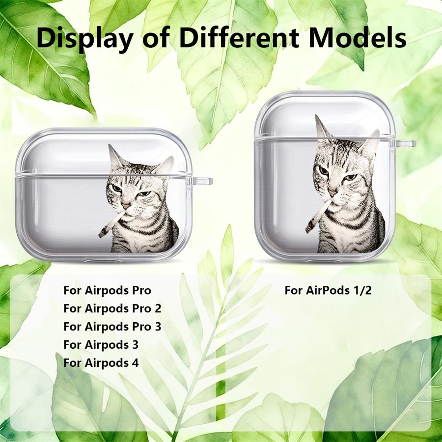 Прозрачные чехлы для наушников Cover Case для Airpods 4 Pro 2 Pro3 3 Pro2 1 Милый Кот