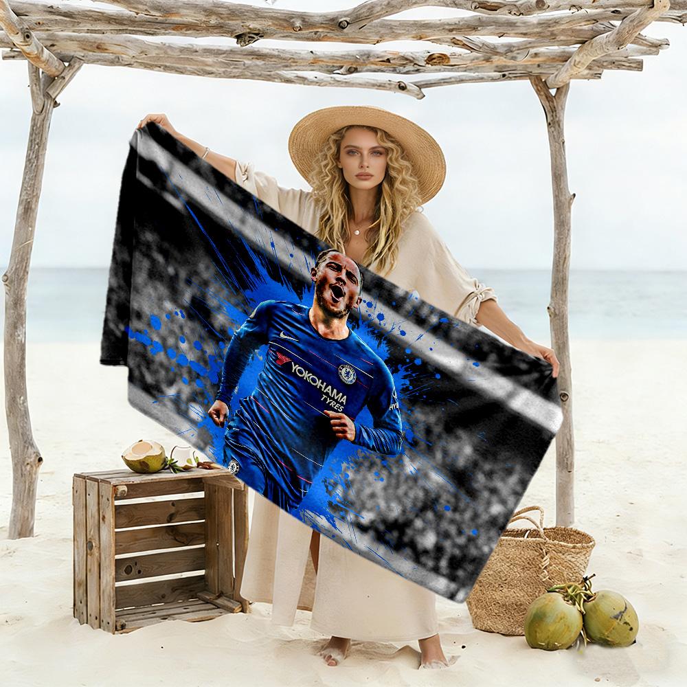 Blue Energy Soccer Player Beach Towel Soft Durable Quick-Dry Comfortable Lightweight