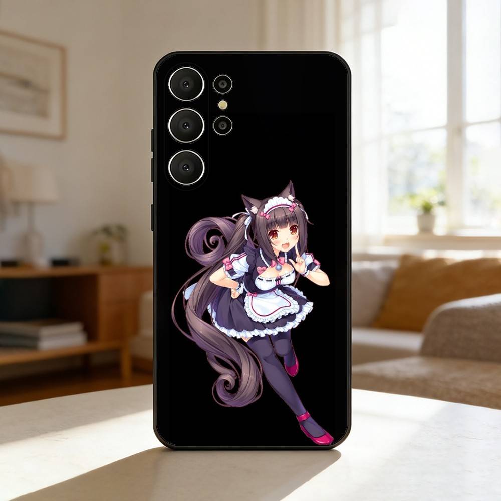 Чехол для телефона игры N-Nekopara Girls для Samsung S26,S25,24,23,22,30,21,10,9,Ultra,Plus,Lite,FE Мягкий черный чехол