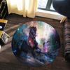 3D Fire Horse Round Carpet Animal Printed Round Rugs Black Living Room Computer Desk and Chair Floor Mat Bedside Table Mat
