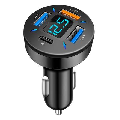 Автомобильное зарядное устройство с цифровым дисплеем 4USB PD для быстрой зарядки мобильного телефона, зарядная головка One Drag Four QC3.0, автомобильное зарядное устройство для IPhone Xiaomi Samsung