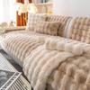 Winter Thickened Rabbit Plush Sofa Cover Solid Colour Warm Sofa Cushion Non-Slip Living Room Decorative Sofa Soft Backrest Towel