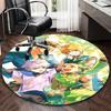 1pc Anime Cartoon Design Round Carpet Office Chair Mat, NonSlip Rug for Home Decor, Living Room