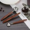 1PC 304 Stainless Steel Walnut Long Handle Coffee Powder Powder Measuring Spoon Kitchen Baking Tools Measuring Spoon Cucharas