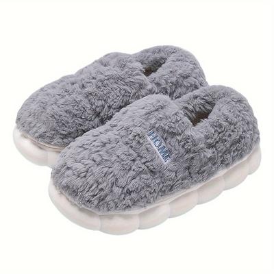 Женская однотонная толстая подошва теплая мягкая удобная обувь с круглым носком осень и зима простая повседневная обувь для дома и улицы сотня теплых туфель