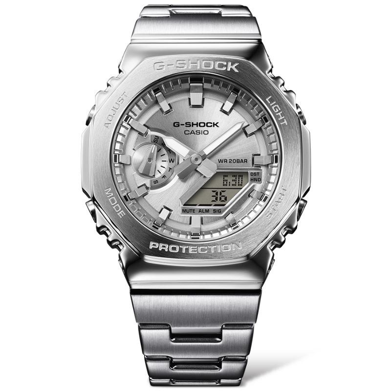Casio Мужские часы G-SHOCK из нержавеющей стали, водонепроницаемость 200 м, аналогово-цифровые, ударопрочные, кварцевые, GM-2110D-7A