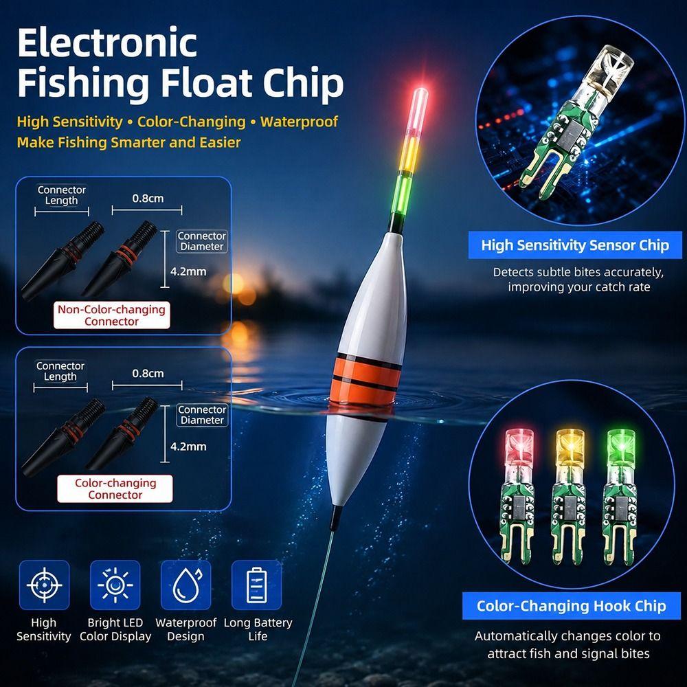 5pcs Sensing Chip Electronic Float Chip Color Chip Color Changing Light Bead Fishing Float