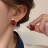 Минималистичные квадратные серьги-пусеты винного цвета для женщин, золотистого цвета, круглые, винтажные, геометрические, в форме сердца, новый дизайн 2025, ювелирные изделия
