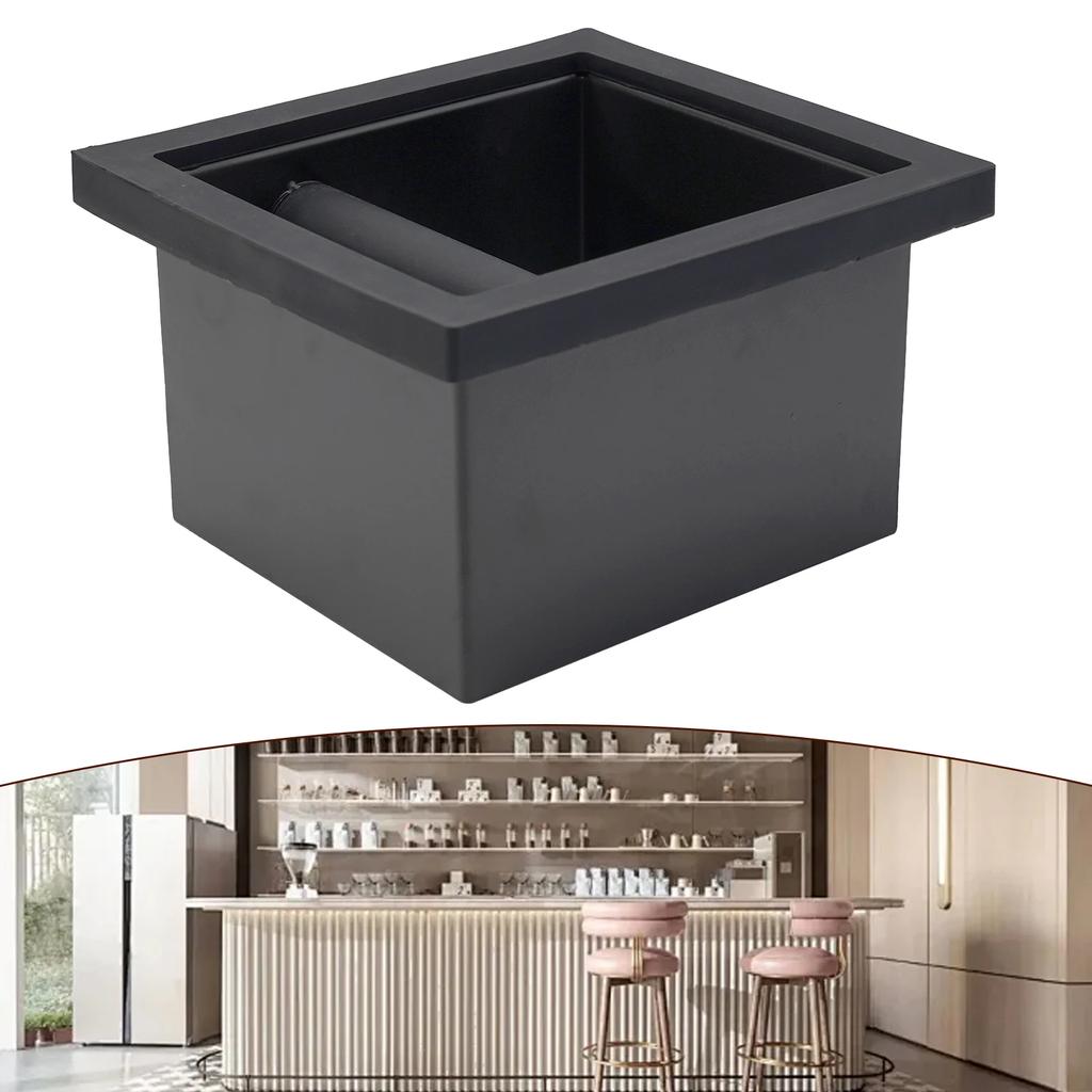 Coffee Grounds Box Stainless Steel Espresso Coffee Knock Box  Desktop Embedded Hollow Bottomless Grounds Bucket Grounds Bin