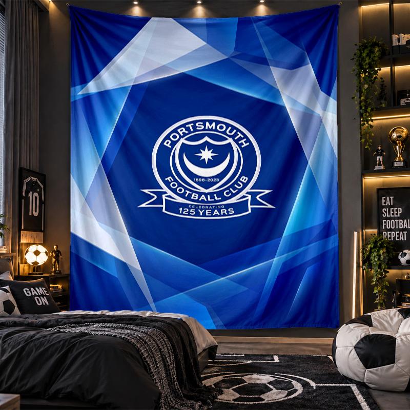 Wall Hanging Tapestry Portsmouth FC Print Cloth for Living Room Bedroom Home Decor