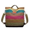 Лидер продаж, женские холщовые сумки большой вместимости, модная женская сумка на плечо, новая сумка через плечо в радужную полоску в стиле пэчворк