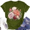 Women's Casual Round Neck Floral Print Short Sleeve T-Shirt Top