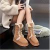 Thick-soled Shoes, Snow Boots, Women's Lace-up, Fleece, Thickened Cotton Shoes, Mid-calf Cotton Boots