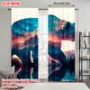 2pcs, plane printing Minimalist Curtains black bear Durable 100% Polyester Fabric (without rod) Decorations Inside Perfect for