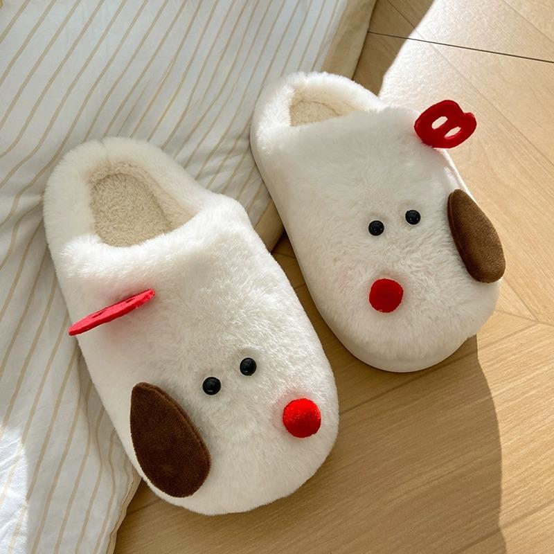 2024 New Winter Female Cartoon Warm Plush Slippers Indoor Non-Slip Home Slippers Women's Baotou Cotton Shoes