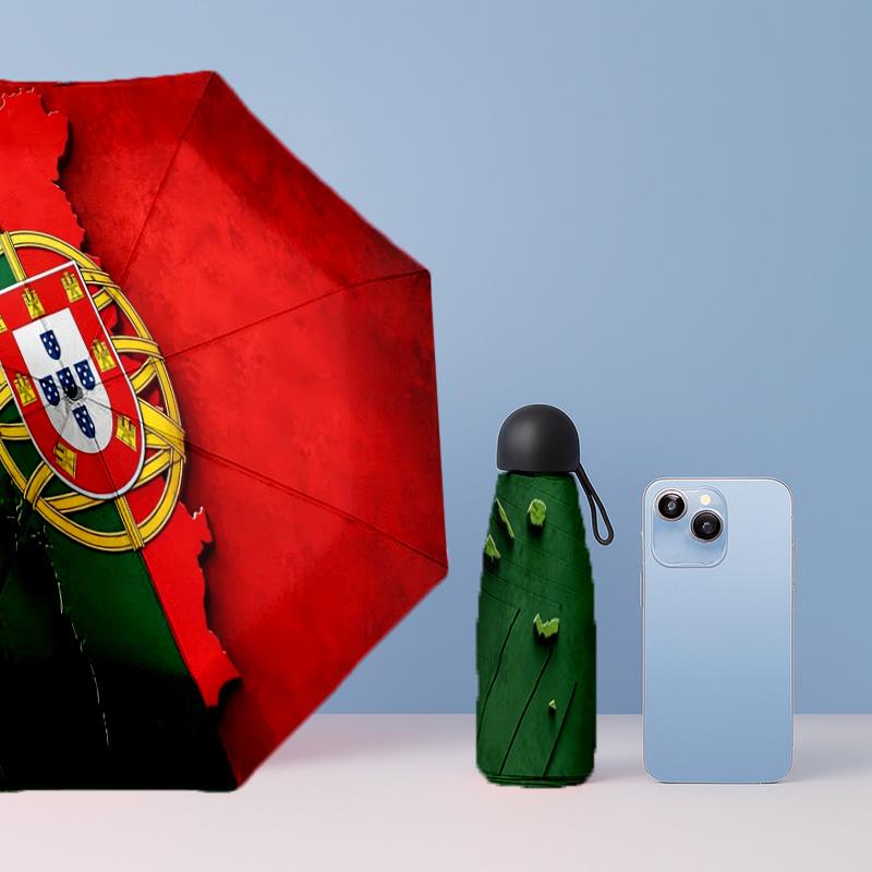 Portugal national football team Pattern Printed Mini 5 Folds 8 Ribs Compact Umbrella Windproof Waterproof Lightweight Portable Folding
