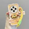 KEYSION Cartoon Cute Plush Embroidery Case for Redmi 14C with Lanyard Soft Silicone Shockproof Phone Cover for Xiaomi POCO C75