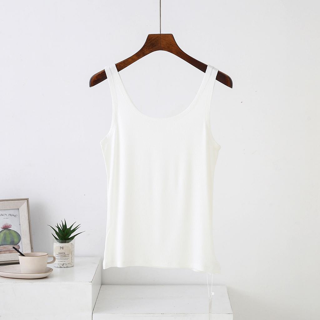 Summer Elastic Tank Tops Slim Fit U-Neck Camis Ribbed Sleeveless Base Layer Shirt Solid Color Camisole All Match