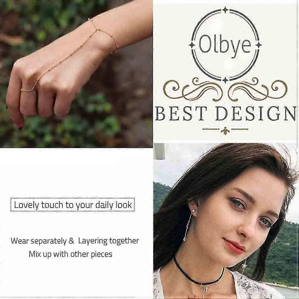 Finger Ring Bracelet Gold Hand Bracelet Chain Jewelry For Women And Teen Girls Best Friends Gifts (1 Layer)
