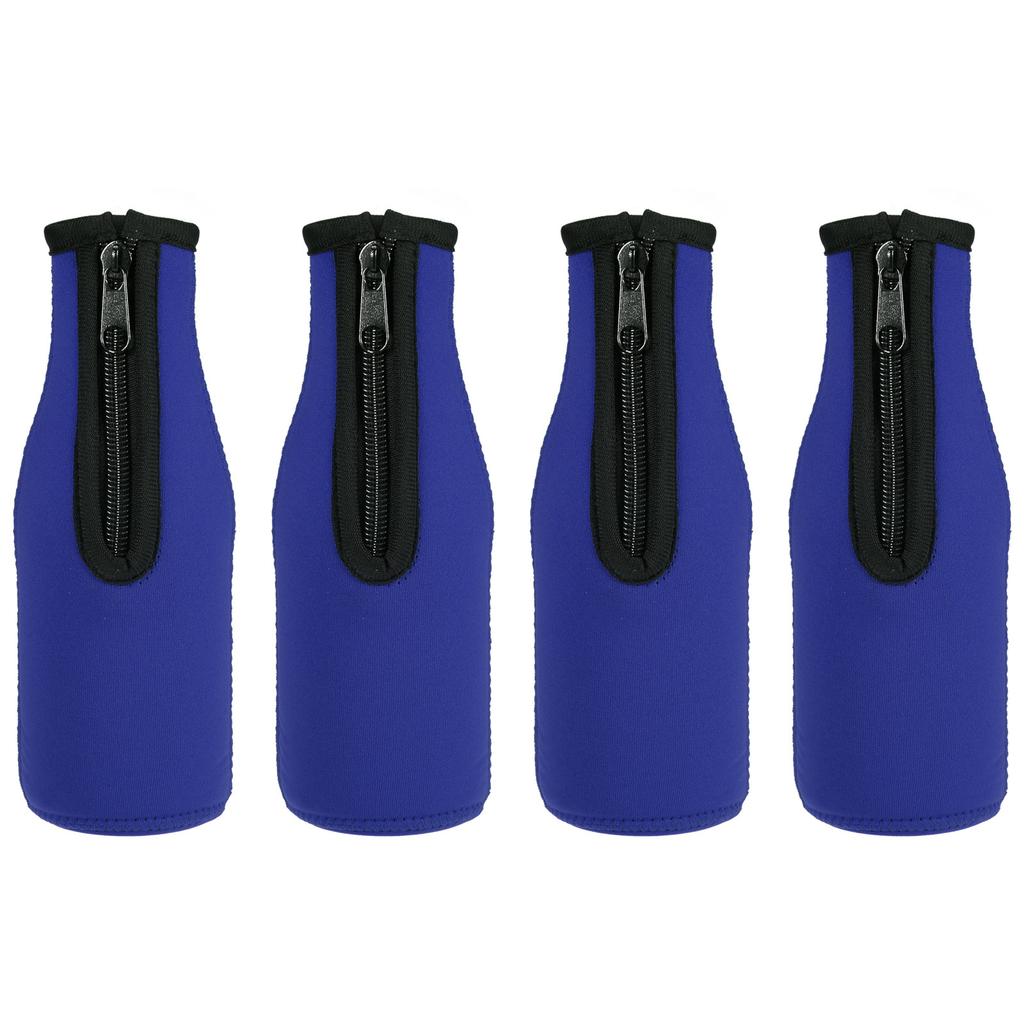 4pcs Beer Bottle Sleeves Cooler Insulator Collapsible Neoprene Covers with Zipper for 330ml to 350ml