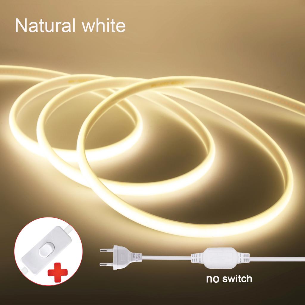 220V COB LED Neon Strip Light 288 LEDs/M Waterproof Warm White Flexible Lamp for Room Garden Decoration Multiple Lengths