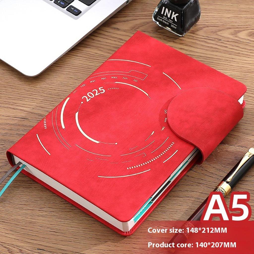 A5 Student Daily Planner, 2025 Diary, Buckle 365-day Planner, Thickened Business Meeting Record Book, Memo, 202 Sheets 404 Pages