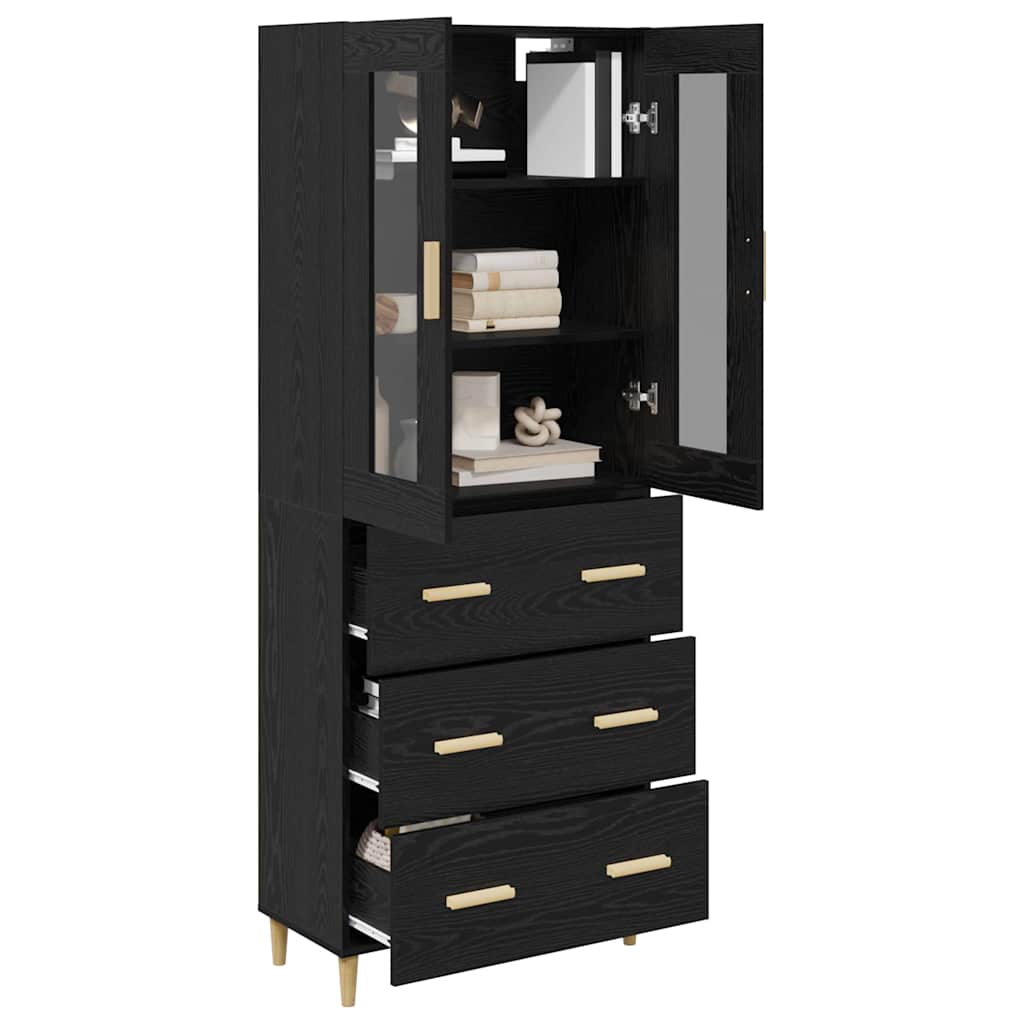 Highboard Black Oak Effect 69.5 x 34 x 180 cm