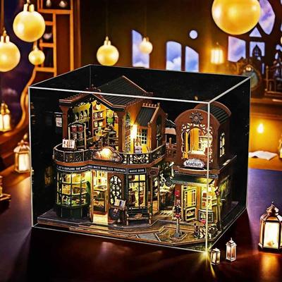 FSEARRT Кукольный домик DIY Набор Миниатюрный кукольный домик Гостиная Предмет для релаксации Набор для книжного магазина, Набор, Декор, Подарок, (Сумерки (Пылезащитный чехол))