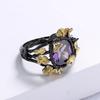Hot Selling Natural Stone Flower Ring Cicada Vine Black Gold Creative Ring Accessories