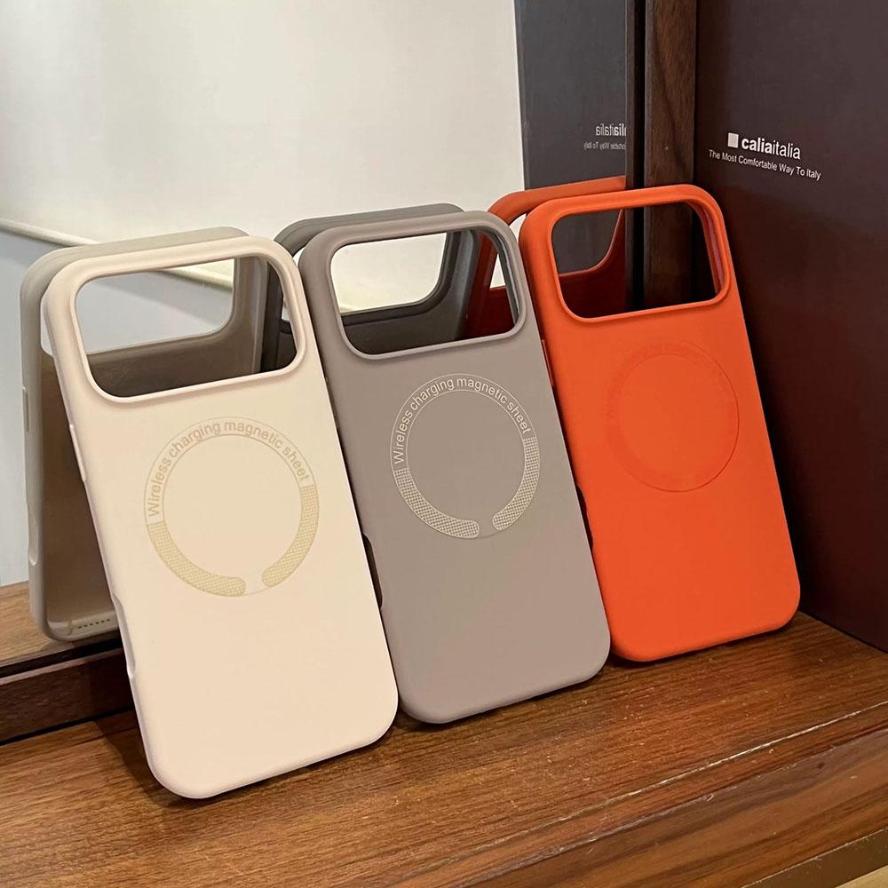 Оранжевый Жидкий Силикон Магнитный Чехол Для iPhone 17 ProMax 16 15 14 13 12 11 Pro Max Plus Air Унисекс Для Magsafe Ударопрочный Чехол