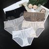 Women's Hollow Mesh Breathable Sexy Mid Waist Cotton Briefs Underwear