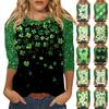 Женский Ст. Топ с принтом ко Дню Святого Патрика, круглым вырезом и рукавом три четверти