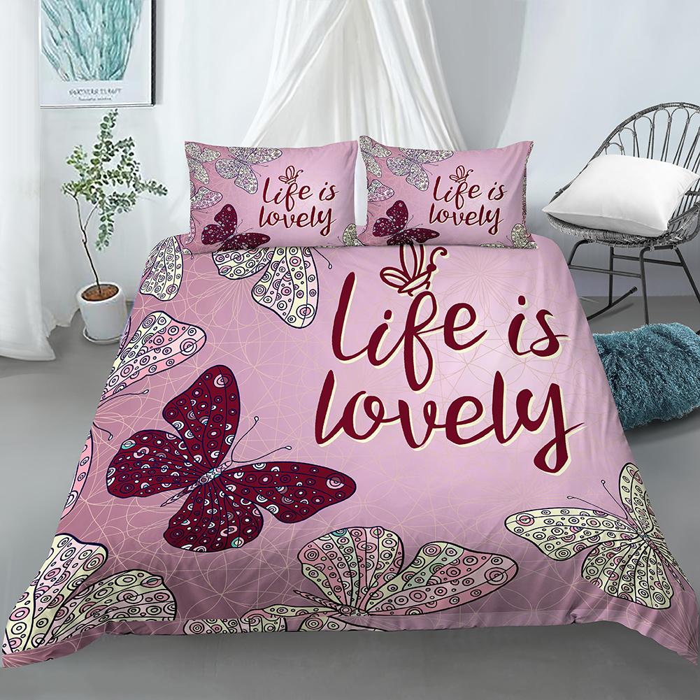 Пододеяльник с эстетикой бабочки King Queen Красивый синий комплект постельного белья с рисунком летающих насекомых 2/3 шт. полиэстеровый пододеяльник