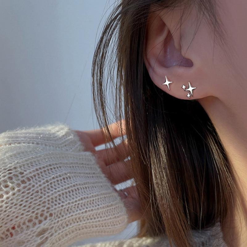 1 Pair Light Luxury Asymmetry Advanced Sense Star Ear Studs Earrings Accessories